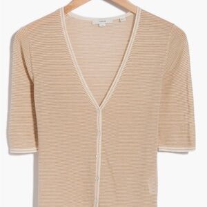 Vince Micro Stripe Wool Blend Cardigan Short Sleeve $348 NWT S